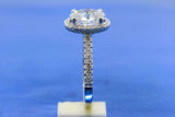 2.2ct Oval Cut Diamond Engagement Ring Halo 18k WhiteGold Over with Round Accent