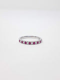 0.1ct Round Cut Simulated Pink Ruby Minimalist Wedding Band 14k WhiteGold Plated