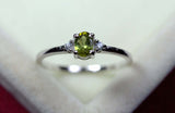 0.35ct Engagement Ring Oval Cut Peridot Trilogy Minimalist 14k White Gold Finish