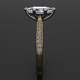 Accents with Solitaire Engagement Ring 1.2ct Marquise Diamond 14k WhiteGold Over