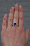 1.67ct Engagement Ring Oval Cut Blue Sapphire Diamond Halo 14k Rose Gold Finish
