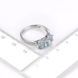2.3ct Engagement Ring Oval Cut Aquamarine Solitaire Trilogy 14k White Gold Over