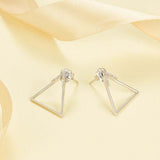 0.5ct Round Cut VVS1D Diamond Tringle Design Drop Earrings 14k White Gold Finish