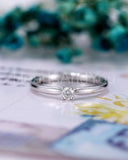 0.3ct Round Cut Moissanite Solitaire Women Engagement Ring 14k White Gold Plated