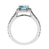 2.2ct Oval Cut Blue Topaz Engagement Ring Diamond Halo 14k White Gold Finish