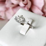 0.5ct Round Cut Moissanite Three Stone Engagement Ring 14k White Gold Plated
