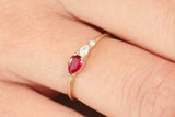0.5ct Pear Cut Pink Ruby Teardrop Minimalist Engagement Ring 14k YellowGold Over