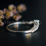 0.2ct Round Cut Moissanite Curved Stacking Wedding Band 14K White Gold Plated