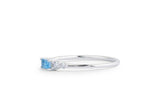 0.5ct Baguette Cut Blue Aquamarine Petite Minimalist Ring 14k White Gold Finish