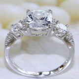 4Ct Cushion Cut Diamond Split Band Stylish Engagement Ring 14K White Gold Finish