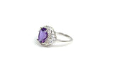 2.2ct Oval Cut Purple Amethyst Diamond Petite Halo Ring 14k White Gold Finish