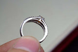 0.55ct Engagement Ring Round Cut Yellow Citrine Split Shank 14k WhiteGold Finish