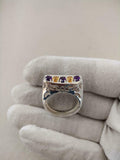 3ct Oval Cut Purple Amethyst Citrine Filigree Cocktail Ring 14k WhiteGold Finish