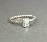 1ct Engagement Ring Radiant Cut Diamond Ball Shank Solitaire 14k White Gold Over