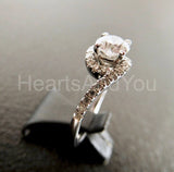2.4ct Round Cut Moissanite Swirl Twist Engagement Ring 14k White Gold Plated
