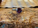 2ct Engagement Ring Round Cut Amethyst Bezel Set Solitaire 14k White Gold Finish