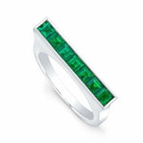 5Ct Asscher Cut Green Emerald Art Deco Engagement Ring 18K White Gold Finish