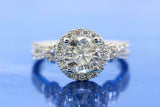 2.3ct Round Cut Diamond Halo Split Band Engagement Ring 14k White Gold Finish