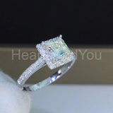 2.3ct Princess Cut Simulated Diamond Halo Engagement Ring 14k White Gold Plated