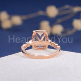 2ct Cushion Cut Simulated Peach Morganite Accented Halo Ring 14k RoseGold Plated