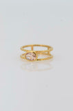 1ct Oval Cut Peach Morganite Open Stackable Dual Split Band 14k Yellow Gold Over