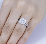 2.2ct Round Cut Moissanite Half Eternity Halo Bridal Set 14k White Gold Plated