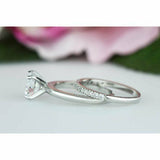 1.5ct Round Cut Diamond Classic Bridal Set Engagement Ring 14k White Gold Finish