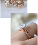 1.9ct Oval Cut Diamond Engagement Ring 14k Rose Gold Finish Art Deco Bridal Set