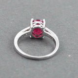 1.5ct Engagement Ring Oval Cut Ruby Solitaire with Accent 14k White Gold Finish