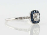 2ct Cushion Diamond Sapphire Halo Art Deco Engagement Ring 14k White Gold Finish