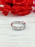 0.3ct Round Cut Moissanite Hexagon Link Wedding Ring Band 14k White Gold Plated