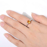 2.1ct Round Cut Yellow Citrine Solitaire with Accent Ring 14k White Gold Finish