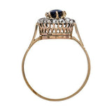 2ct Round Cut Blue Sapphire Engagement Ring Vintage Halo 14k Yellow Gold Finish