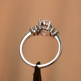 2.3ct Engagement Ring Oval Peach Morganite Stylish Art Deco 14k WhiteGold Finish