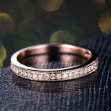 1.5ct Round Cut Diamond Wedding Band Milgrain Half Eternity 14k Rose Gold Finish