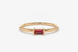 0.5ct Baguette Cut Pink Ruby Solitaire Minimalist Ring 14k Rose Gold Finish