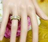 Antique Bridal Set Engagement Ring 3ct Round Cut Diamond 14k Yellow Gold Finish