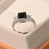 2ct Engagement Ring Emerald Cut Diamond Solitaire with Accent 14k WhiteGold Over