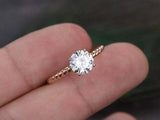 1ct Round Cut VVS1D Diamond Engagement Ring Twisted Rope 14k Rose Gold Finish