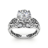 2ct Round Cut VVS1 Diamond Engagement Ring 14k White Gold Finish Stylish Vintage