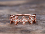 0.5ct Round Cut VVS1 Diamond 5 Small Cross Shape Engagement Ring 14k Gold Finish