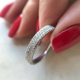 Three Row Half Eternity Wedding Band 2ct Round Cut Diamond 14k White Gold Finish