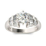 3Ct Round Baguette Cut Diamond Solitaire Engagement Ring 14K White Gold Finish