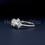0.4ct Asscher Simulated Diamond Five Stone Wedding Band 14k White Gold Plated