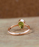 1ct Engagement Ring Pear Cut Green Peridot Solitaire Women 14k Rose Gold Finish