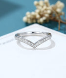 0.15ct Round Cut Moissanite Curved Women Wedding Band 14k White Gold Plated