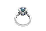 2ct Oval Blue Aquamarine Engagement Ring Dual Halo Art Deco 14k White Gold Over