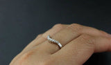 Curved Stackable Wedding Ring Band 0.75ct Round Cut Diamond 14k WhiteGold Finish