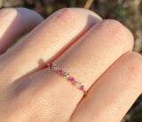 0.2ct Round Cut Simulated Ruby Floral Minimalist Wed Band 14k Yellow Gold Plated
