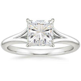 2ct Princess Cut Diamond Solitaire Ring 14k White Gold Finish Twist Split Shank